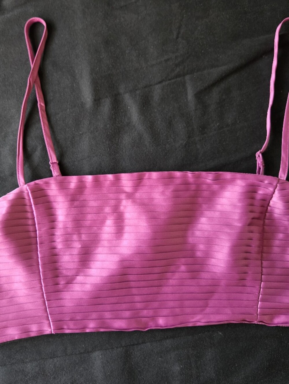 Dynamite Bright Pink MicroPleated Satin Crop Top